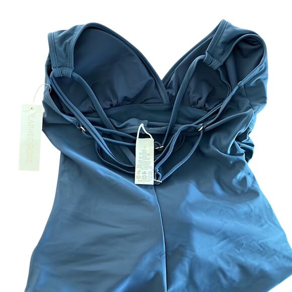 Laphee Rose Dark Blue One Piece Swimsuit Woman Size Small Ruching Flattering - Picture 4 of 9